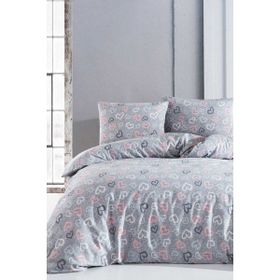 Mira Home 100x100 cm Pamuklu Romantik Gri Çift Kişilik Nevresim Takımı