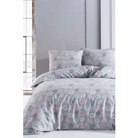 Mira Home 100x100 cm Pamuklu Romantik Gri Çift Kişilik Nevresim Takımı