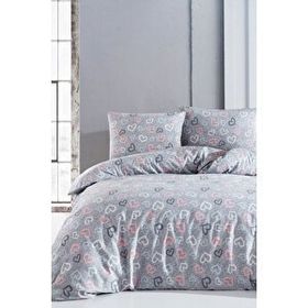 Mira Home 100x100 cm Pamuklu Romantik Gri Çift Kişilik Nevresim Takımı