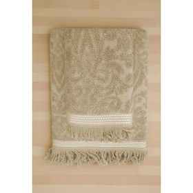 Mira Home Arden Bej %100 Pamuklu 90x150 cm 2 Parça Jakarlı Banyo Havlu Takımı