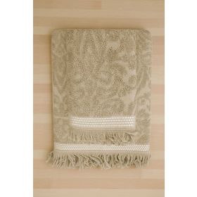 Mira Home Arden Bej %100 Pamuklu 90x150 cm 2 Parça Jakarlı Banyo Havlu Takımı