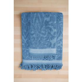 Mira Home Arden Mavi %100 Pamuklu 90x150 cm 2 Parça Jakarlı Banyo Havlu Takımı