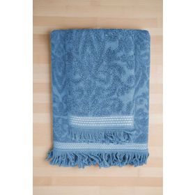 Mira Home Arden Mavi %100 Pamuklu 90x150 cm 2 Parça Jakarlı Banyo Havlu Takımı