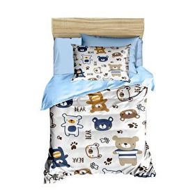 Mira Home Bear Toy Blue Dijital Baskılı 3D Pamuklu Yenidoğan Bebek Nevresim Takımı