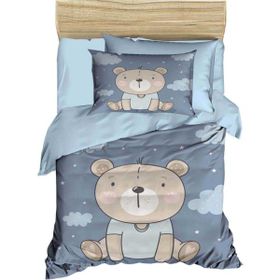 Mira Home Blue Bear Dijital Baskılı 3D Pamuklu Yenidoğan Bebek Nevresim Takımı