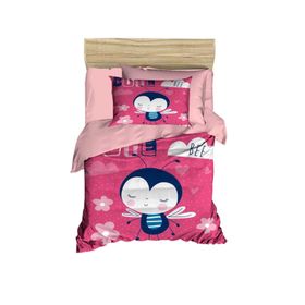 Mira Home Cute Bee Pink Dijital Baskılı 3D Pamuklu Yenidoğan Bebek Nevresim Takımı