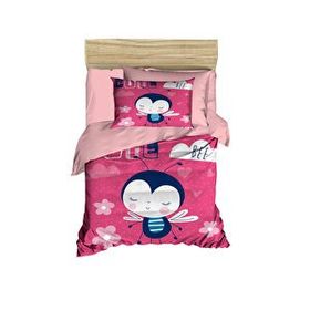 Mira Home Cute Bee Pink Dijital Baskılı 3D Pamuklu Yenidoğan Bebek Nevresim Takımı