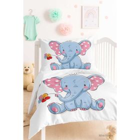 Mira Home Cute Elephant Dijital Baskılı 3D Pamuklu Yenidoğan Bebek Nevresim Takımı
