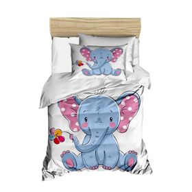 Mira Home Cute Elephant Dijital Baskılı 3D Pamuklu Yenidoğan Bebek Nevresim Takımı