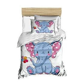 Mira Home Cute Elephant Dijital Baskılı 3D Pamuklu Yenidoğan Bebek Nevresim Takımı