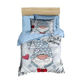 Mira Home Cute Gnome Blue Dijital Baskılı 3D Pamuklu Yenidoğan Bebek Nevresim Takımı