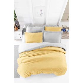 Mira Home Four Season Hardal Gri 100x100 cm Pamuklu Çift Kişilik Lastikli Çarşaflı Nevresim Takımı