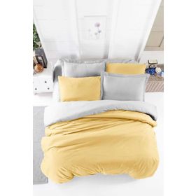 Mira Home Four Season Hardal Gri 100x100 cm Pamuklu Çift Kişilik Lastikli Çarşaflı Nevresim Takımı