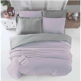 Mira Home Four Season Lila Gri 100x100 cm Pamuklu Çift Kişilik Lastikli Çarşaflı Nevresim Takımı