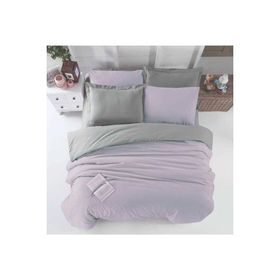 Mira Home Four Season Lila Gri 100x100 cm Pamuklu Çift Kişilik Lastikli Çarşaflı Nevresim Takımı