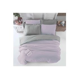 Mira Home Four Season Lila Gri 100x100 cm Pamuklu Çift Kişilik Lastikli Çarşaflı Nevresim Takımı