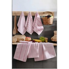 Mira Home Luna 6'lı %100 30x50 cm Pamuklu Pudra Naturel Mutfak Havlu Seti