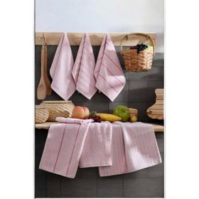 Mira Home Luna 6'lı %100 30x50 cm Pamuklu Pudra Naturel Mutfak Havlu Seti