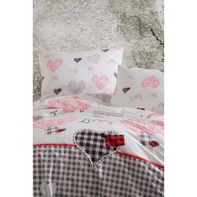 Mira Home Patchwork Love Çift Kişilik Lastikli Çarşaflı Pamuklu Nevresim Takımı