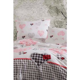 Mira Home Patchwork Love Çift Kişilik Lastikli Çarşaflı Pamuklu Nevresim Takımı