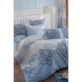 Mira Home Şimal Mavi 100x100 cm Çift Kişilik Ranforce Pamuklu Nevresim Takımı