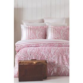 Mira Home Vintage Pembe Paisley Pamuklu Çift Kişilik Nevresim Takımı