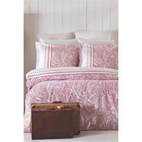 Mira Home Vintage Pembe Paisley Pamuklu Çift Kişilik Nevresim Takımı