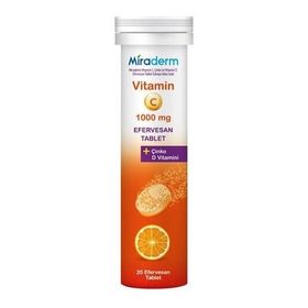 Miraderm Vitamin C 1000 mg Çinko 20 Efervesan Tablet