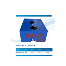Mircan Model 2 Contalı Kapak Vana Hediyeli 100 L Mavi Karavan Su Deposu