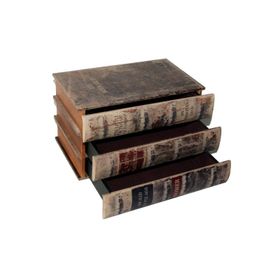 Misiny 002 Kitap Şeklinde 3 Çekmeceli Ahşap Kutu