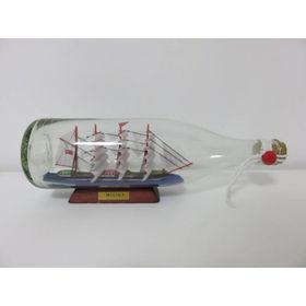 Misiny Ahşap Altlık Cam Şişe İçerisinde 002 27 cm Gemi Maketi