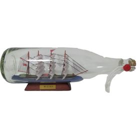 Misiny Ahşap Altlık Cam Şişe İçerisinde 002 27 cm Gemi Maketi