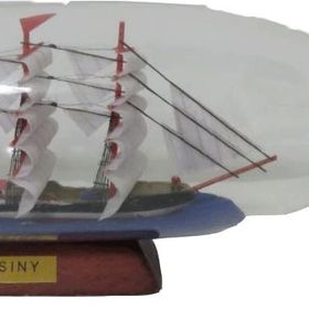 Misiny Ahşap Altlık Cam Şişe İçerisinde 002 27 cm Gemi Maketi
