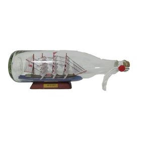 Misiny Ahşap Altlık Cam Şişe İçerisinde 002 27 cm Gemi Maketi