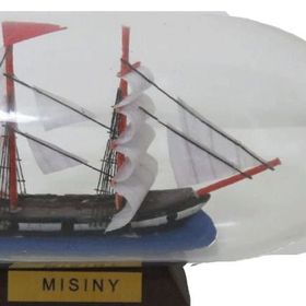 Misiny Ahşap Altlık Cam Şişe İçerisinde 16.5 cm Gemi Maketi