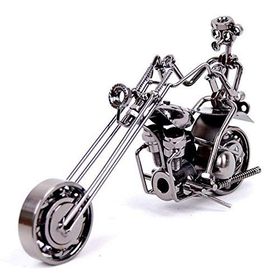 Misiny El Yapımı Büyük Boy Metal Motorsikletli Adam Maketi