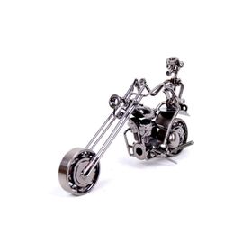 Misiny El Yapımı Büyük Boy Metal Motorsikletli Adam Maketi