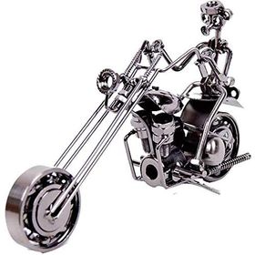 Misiny El Yapımı Büyük Boy Metal Motorsikletli Adam Maketi