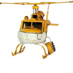Misiny Nostaljik Sarı Beyaz Metal Helikopter Maketi
