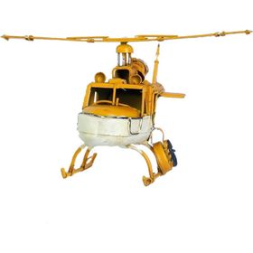 Misiny Nostaljik Sarı Beyaz Metal Helikopter Maketi