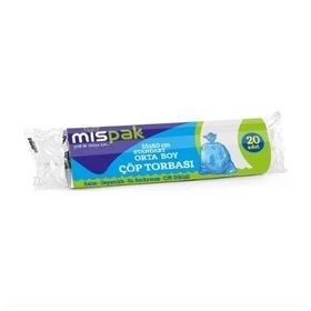 Mispak Orta Boy Siyah 20 Adet 55x60 cm Eko Çöp Poşeti