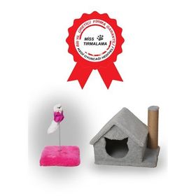 Miss Bahçeli Oyun Standı Gri Kedi Tırmalama Aksesuarı