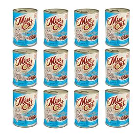 Miss Cat Sos İçinde Somon Parçalı 12 Adet Kedi Konserve