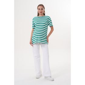 Miss Dünya Lissa Bisiklet Yaka Kısa Kol Çizgili Hamile ve Lohusa T-shirt