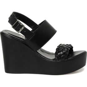 Miss F DS23022 3FX Siyah Kadın Dolgu Topuk Sandalet