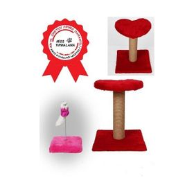 Miss Kalpli Oturaklı 50x40x40 cm Kırmızı Kedi Tırmalama Aksesuarı