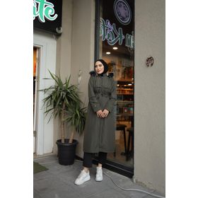 Misskayle Düğme Detaylı Tesettür haki Mont