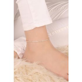 Mistik Silver 1.5 mm Beyaz Zirkon Taşlı Gümüş Su Yolu Halhal