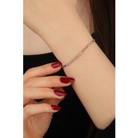 Mistik Silver 1.5 mm Renkli Taşlı Su Yolu Gümüş Bileklik