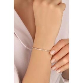 Mistik Silver 1.5 mm Taşlı Gümüş Su Yolu Bileklik
